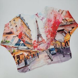 Yolly Italy Streets of Paris Women L Boat Neck Long Sleeve Open Knit Sweater NWT